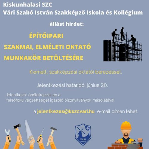 építőipari szakmai, elméleti oktató